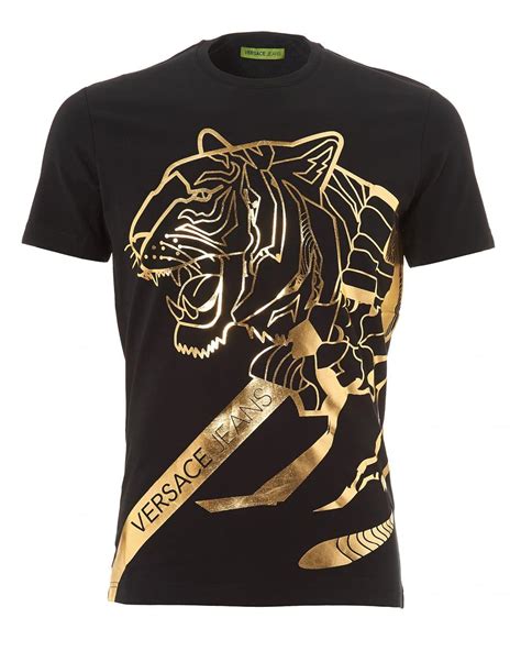 versace gold tiger t shirt|versace button up shirt.